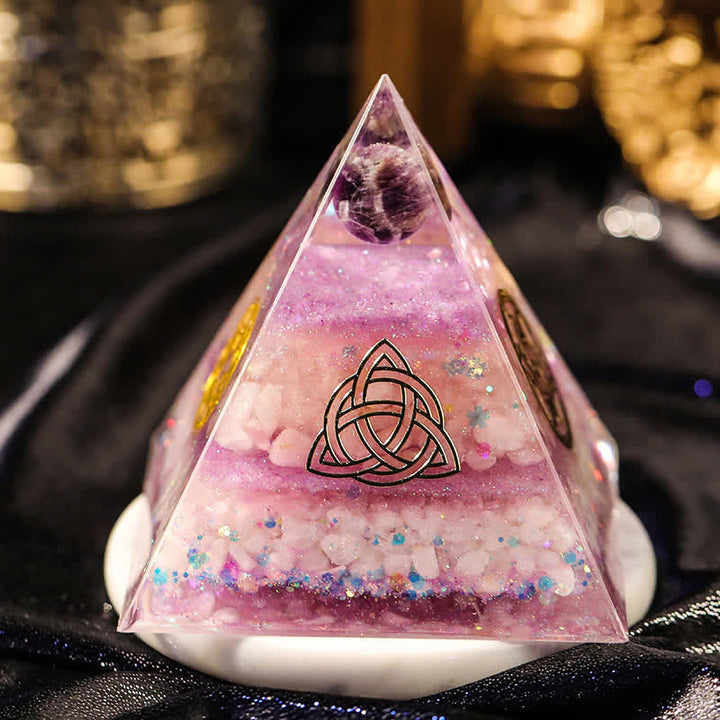 Olivenorma "Luck in Love" Amethyst Rose Quartz Orgone Pyramid - image 1