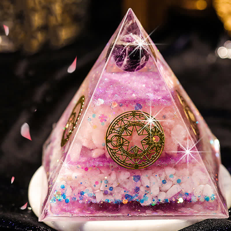 Olivenorma "Luck in Love" Amethyst Rose Quartz Orgone Pyramid - image 4