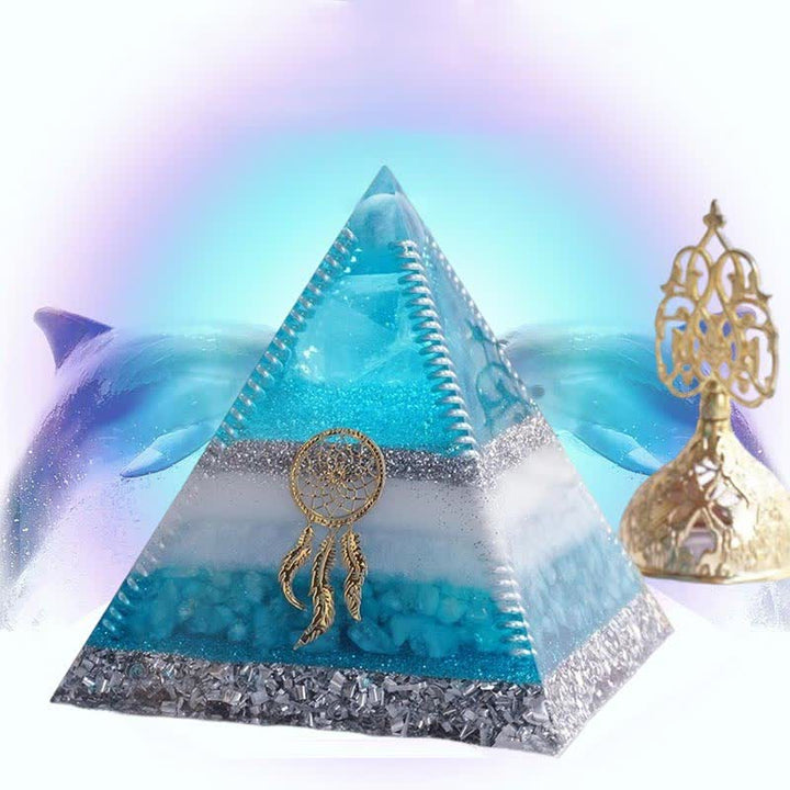 Olivenorma "Atlantis" 8cm Aquamarine Orgone Pyramid - image 3