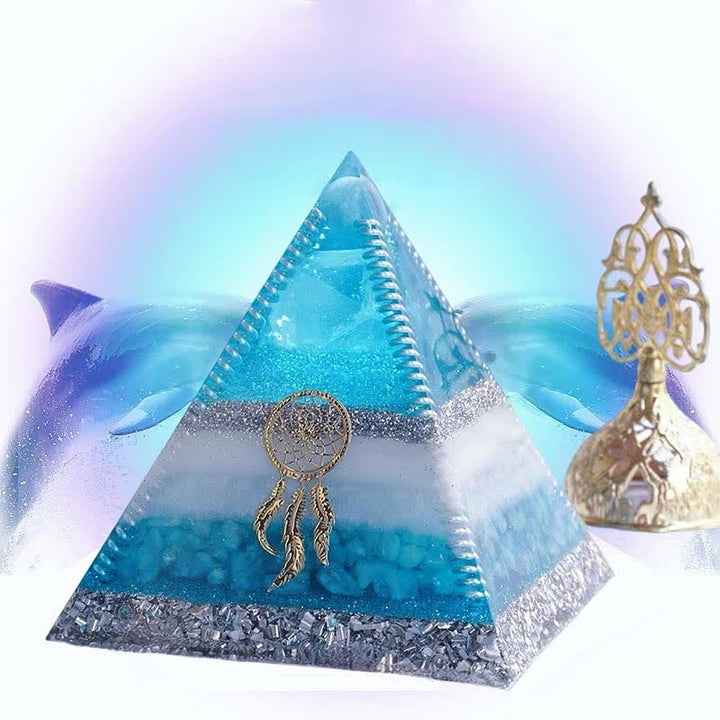 Olivenorma "Atlantis" 8cm Aquamarine Orgone Pyramid - 10cm*11cm - image 0
