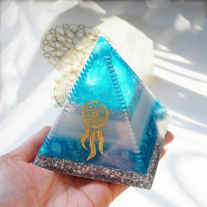Olivenorma "Atlantis" 8cm Aquamarine Orgone Pyramid - image 2