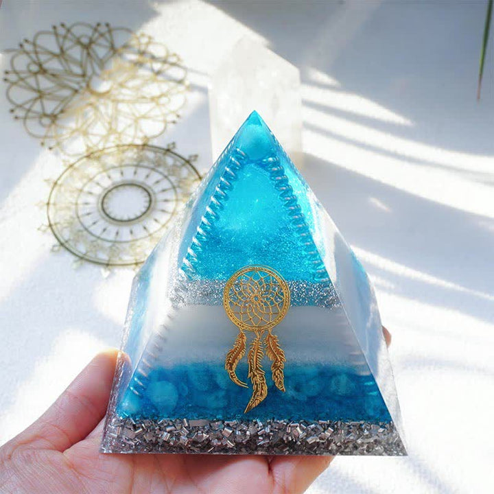 Olivenorma "Atlantis" 8cm Aquamarine Orgone Pyramid - image 1