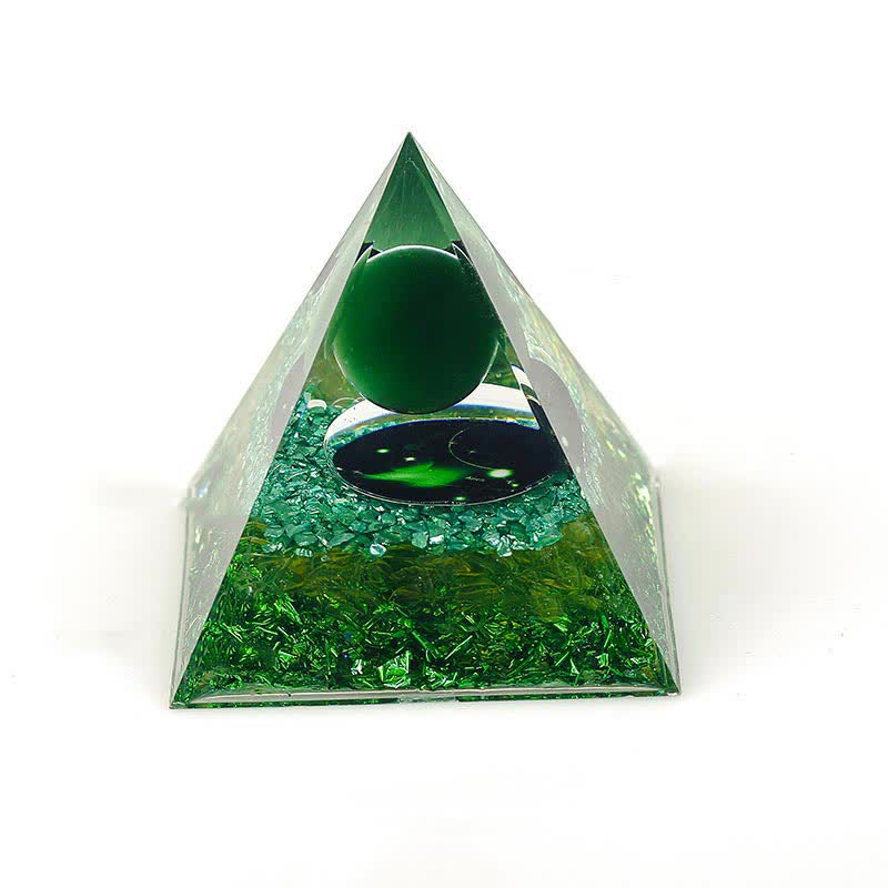 Olivenorma 6cm Natural Stone Constellation Orgone Pyramid - Aries & Green Cat's Eye Stone - image 1