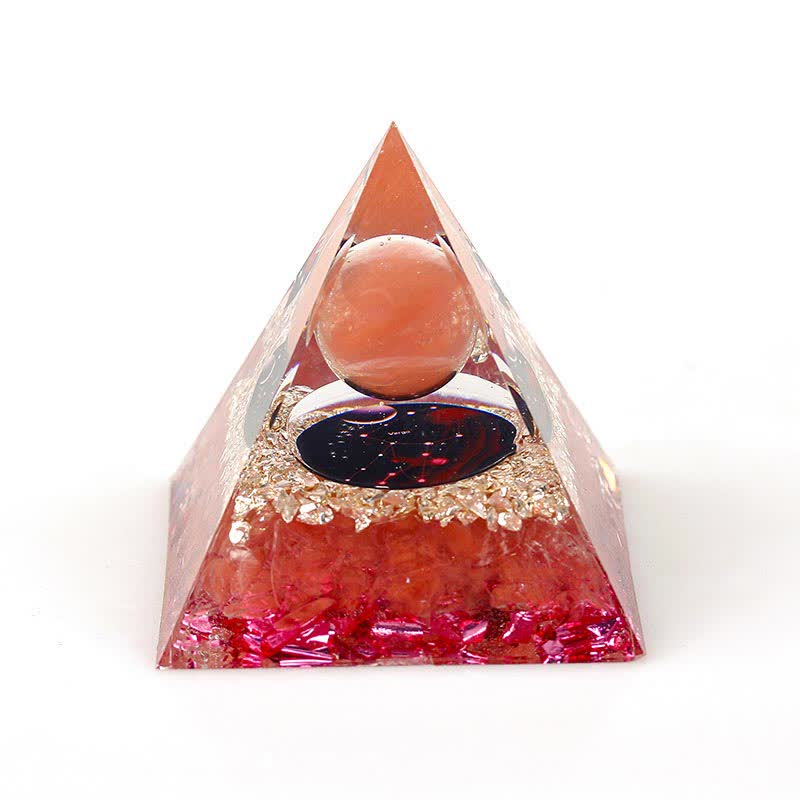 Olivenorma 6cm Natural Stone Constellation Orgone Pyramid - Virgo & Red Smelting Quartz - image 11