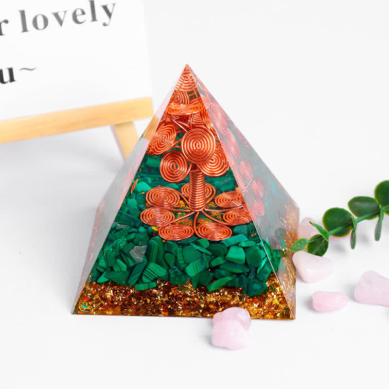 Olivenorma Copper Tree of Life Malachite Orgone Pyramid - Malachite - image 0