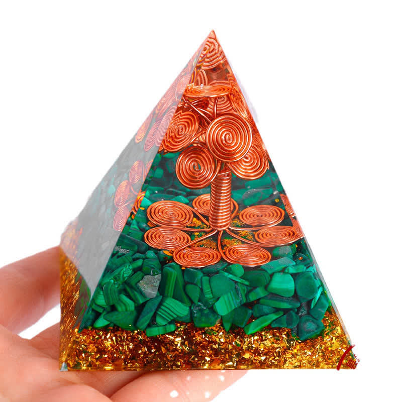 Olivenorma Copper Tree of Life Malachite Orgone Pyramid - image 1
