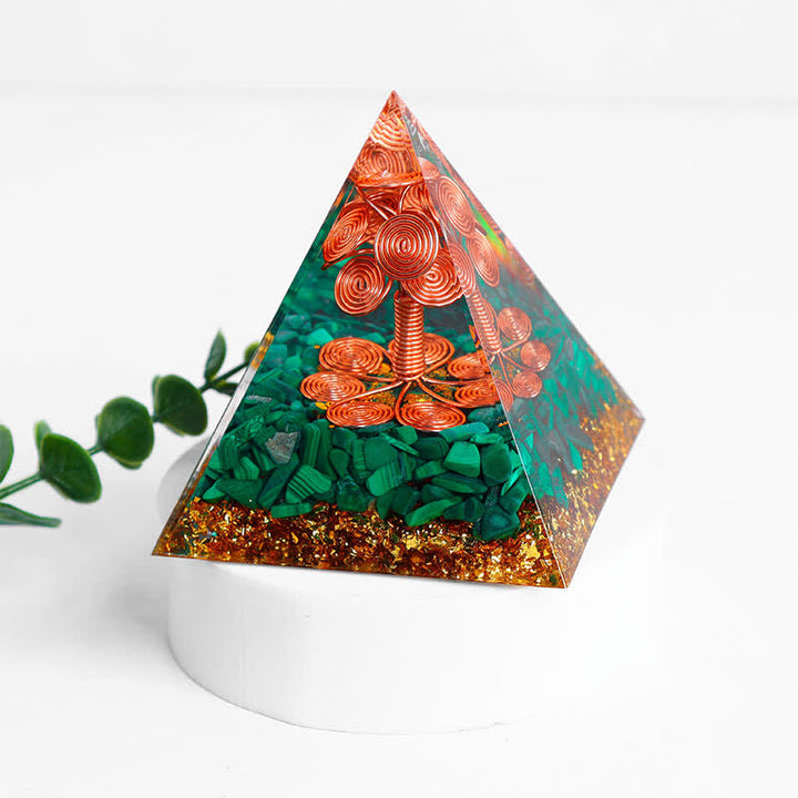 Olivenorma Copper Tree of Life Malachite Orgone Pyramid - image 4