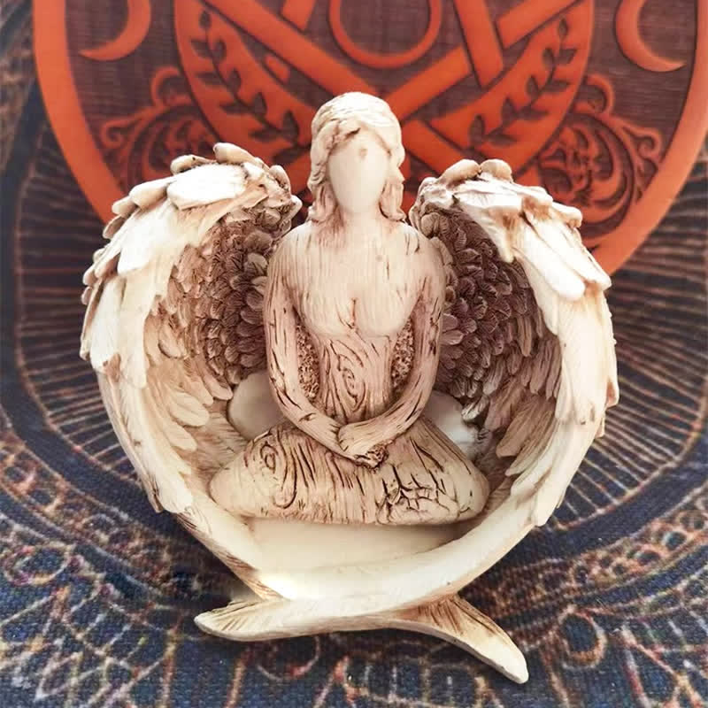 Olivenorma Resin Angel Wings Ornaments Pagan Decoration - Meditating Person - image 3