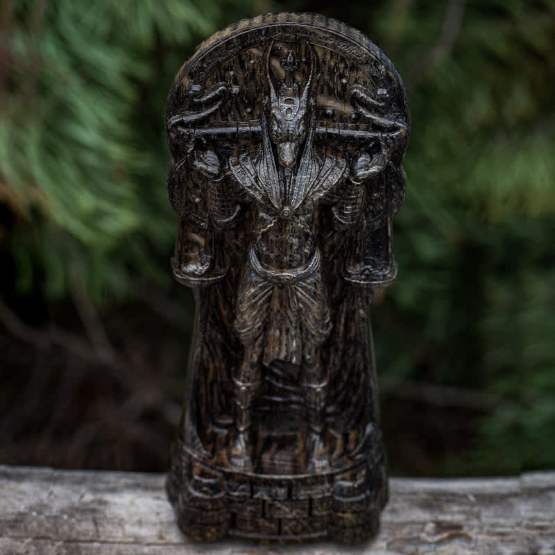 Olivenorma Wooden Carved Egyptian God Anubis Statue Pagan Decoration - image 2