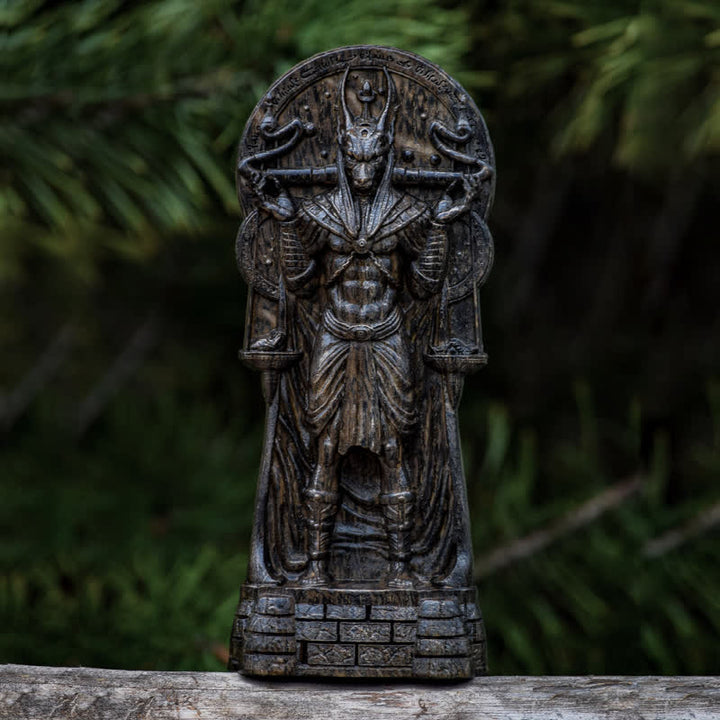 Olivenorma Wooden Carved Egyptian God Anubis Statue Pagan Decoration - 23cm*9.5cm*4cm - image 0