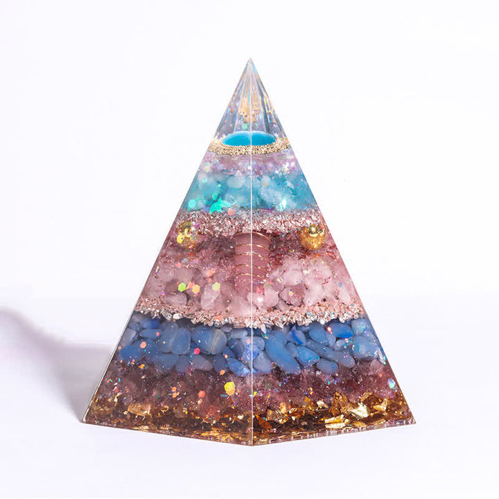 Olivenorma Good Luck Natural Stone Hexagonal Orgone Pyramid - Peach Blossom &  Good Luck In Love - image 5