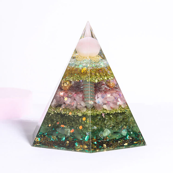 Olivenorma Good Luck Natural Stone Hexagonal Orgone Pyramid - Love Work Double Harvest - image 1