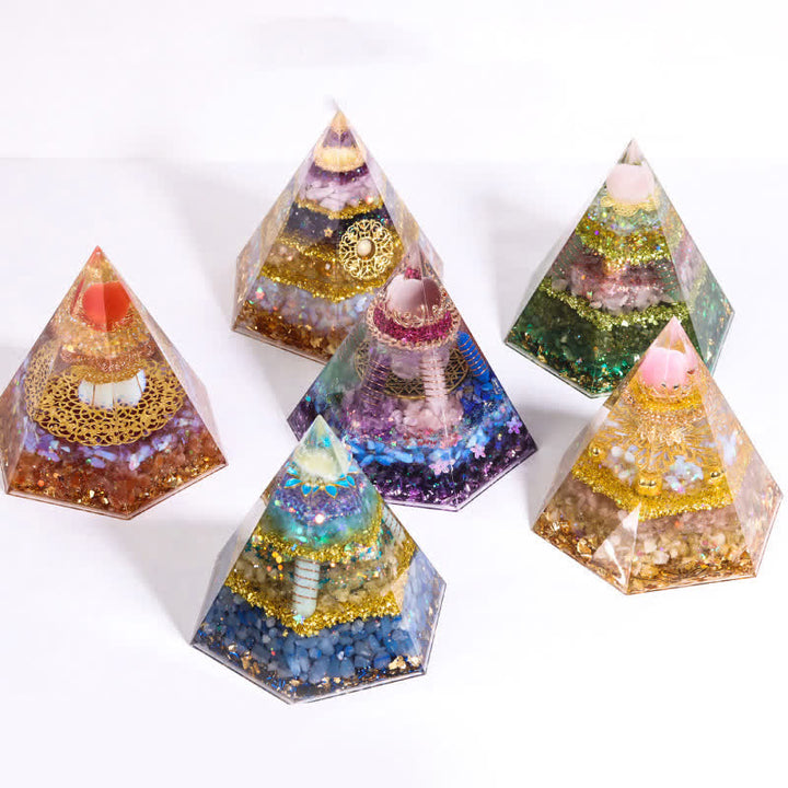 Olivenorma Good Luck Natural Stone Hexagonal Orgone Pyramid - image 16