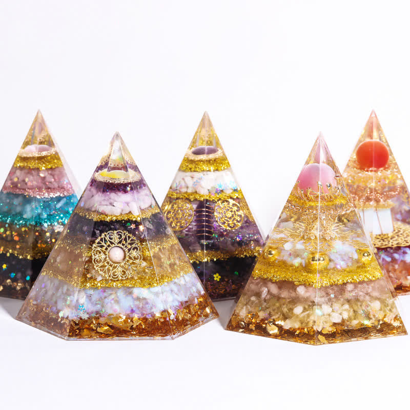 Olivenorma Good Luck Natural Stone Hexagonal Orgone Pyramid - image 17