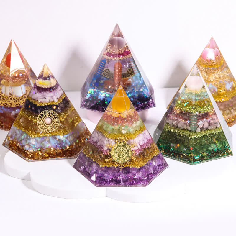Olivenorma Good Luck Natural Stone Hexagonal Orgone Pyramid - image 20