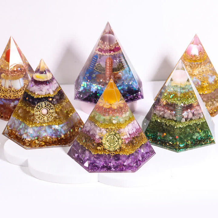 Olivenorma Good Luck Natural Stone Hexagonal Orgone Pyramid - image 20