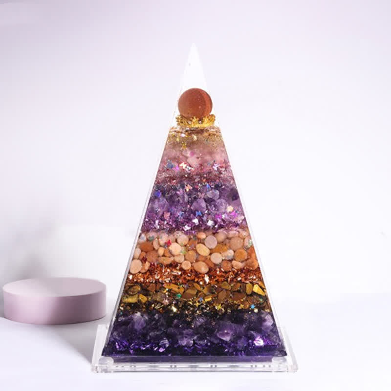 Olivenorma Energy Natural Stone Long Pointed Orgone Pyramid - Peach Blossom & Smooth Relationship (8cm*6cm) - image 3