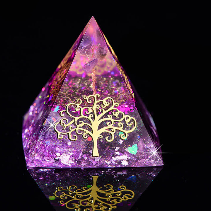 Olivenorma 6cm Tree Of Life Natural Stone Orgone Pyramid - Amethyst  - image 13