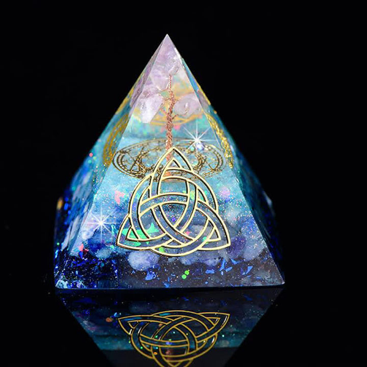 Olivenorma 6cm Tree Of Life Natural Stone Orgone Pyramid - Rose Quartz & Blue Aventurine - image 17