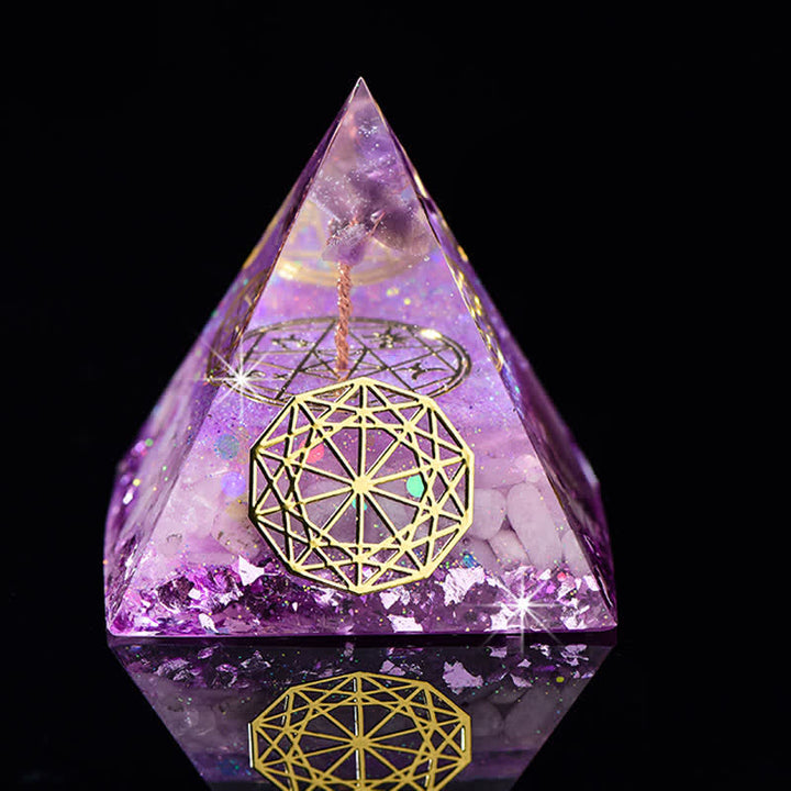 Olivenorma 6cm Tree Of Life Natural Stone Orgone Pyramid - Amethyst & Lepidolite - image 4