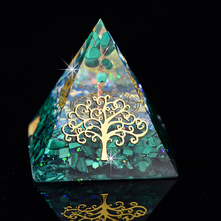 Olivenorma 6cm Tree Of Life Natural Stone Orgone Pyramid - Malachite  - image 14