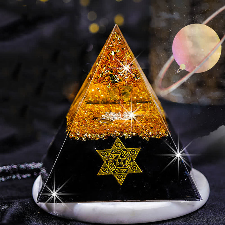 Olivenorma "House Guardian" Tiger Eye Obsidian Orgone Pyramid - 20cm*20cm - image 0