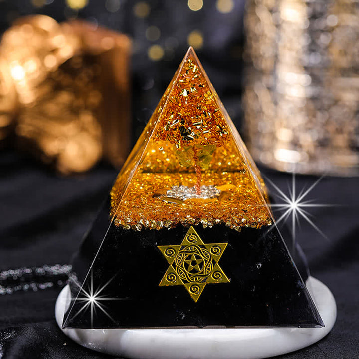 Olivenorma "House Guardian" Tiger Eye Obsidian Orgone Pyramid - image 4