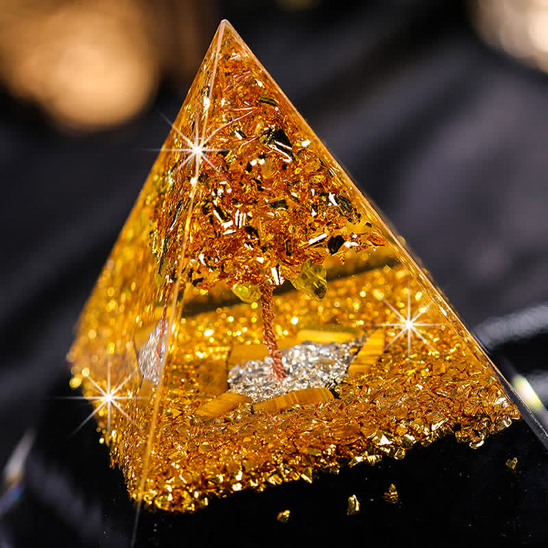 Olivenorma "House Guardian" Tiger Eye Obsidian Orgone Pyramid - image 3