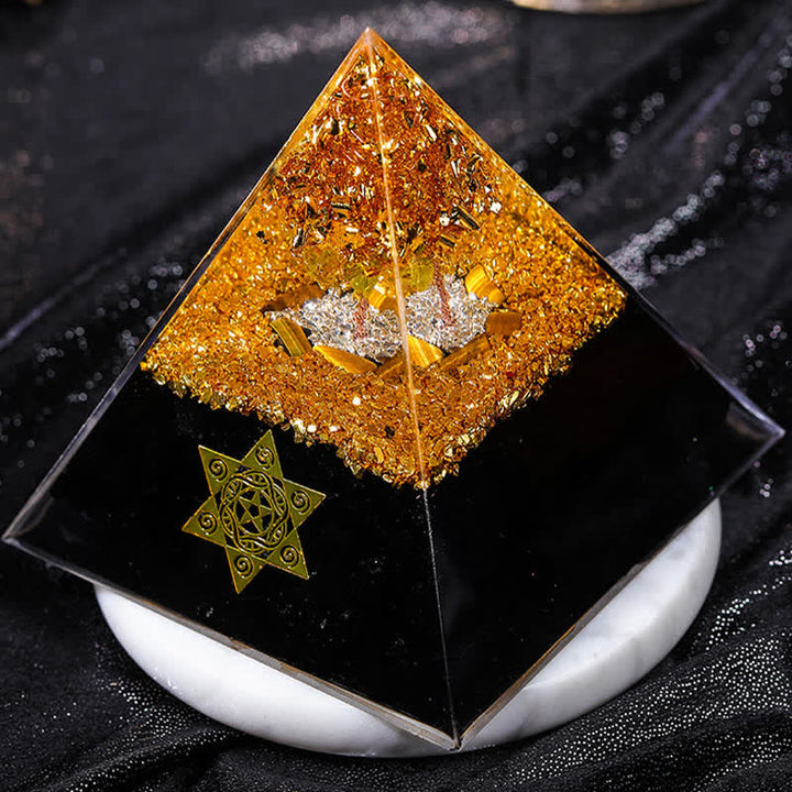 Olivenorma "House Guardian" Tiger Eye Obsidian Orgone Pyramid - image 2