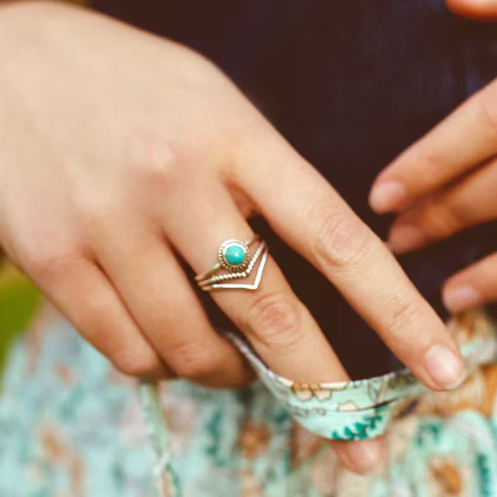 Olivenorma Fashion Hollow Turquoise Ring - image 1