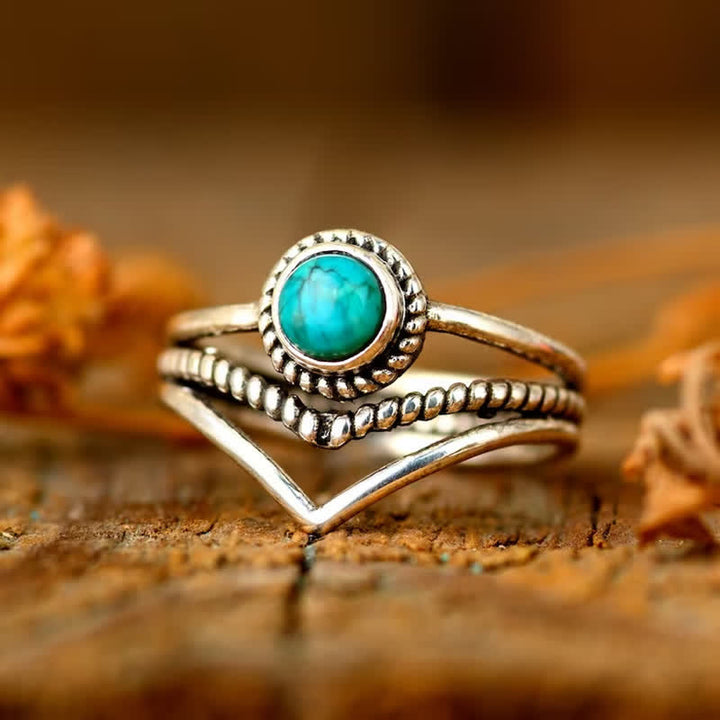 Olivenorma Fashion Hollow Turquoise Ring - image 2