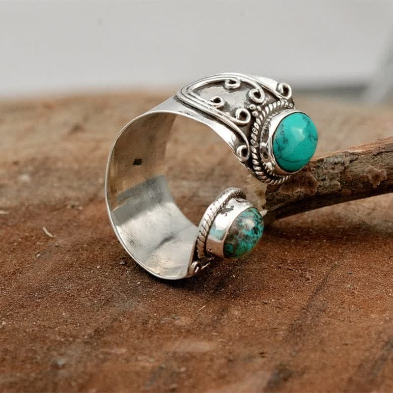 Olivenorma Vintage Turquoise Open Surround Ring - image 4