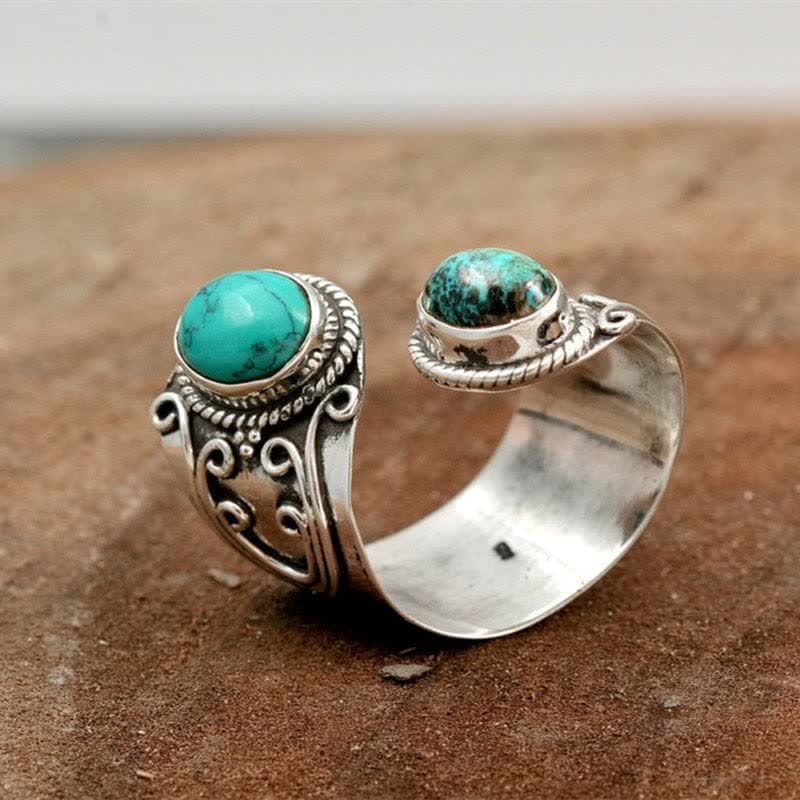 Olivenorma Vintage Turquoise Open Surround Ring - image 3