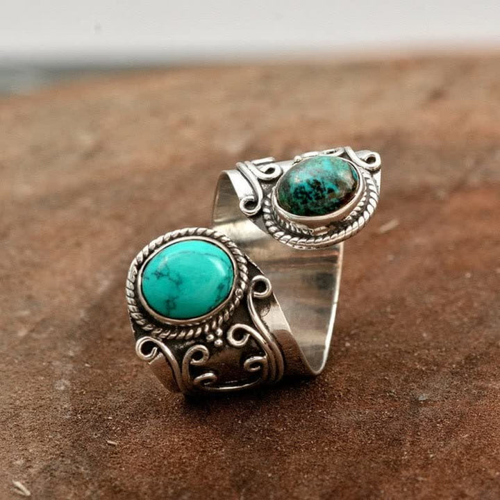 Olivenorma Vintage Turquoise Open Surround Ring - Turquoise - image 0