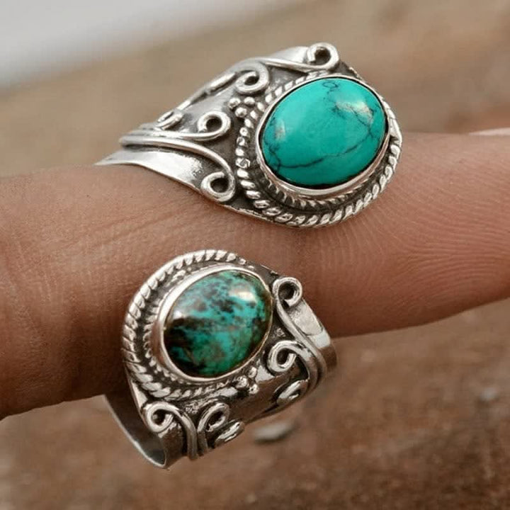 Olivenorma Vintage Turquoise Open Surround Ring - image 1