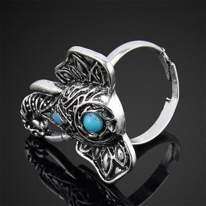 Olivenorma Bohemian Style Elephant Turquoise Alloy Ring - image 2