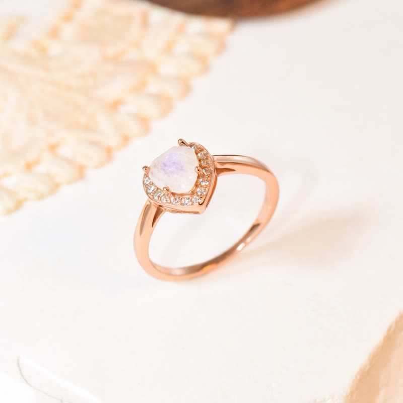 Olivenorma Natural Moonstone Faceted Heart Ring - image 0