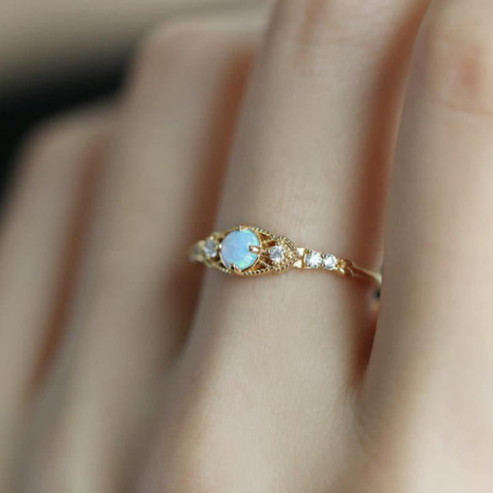Olivenorma European Retro Opal & Zircon Ring - image 1