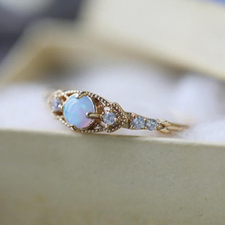 Olivenorma European Retro Opal & Zircon Ring - image 2
