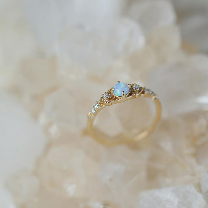 Olivenorma European Retro Opal & Zircon Ring - Opal & Zircon - image 0