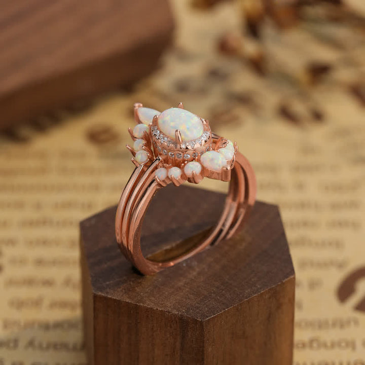 Olivenorma Natural Opal Triple Crown Design Ring Set - image 3