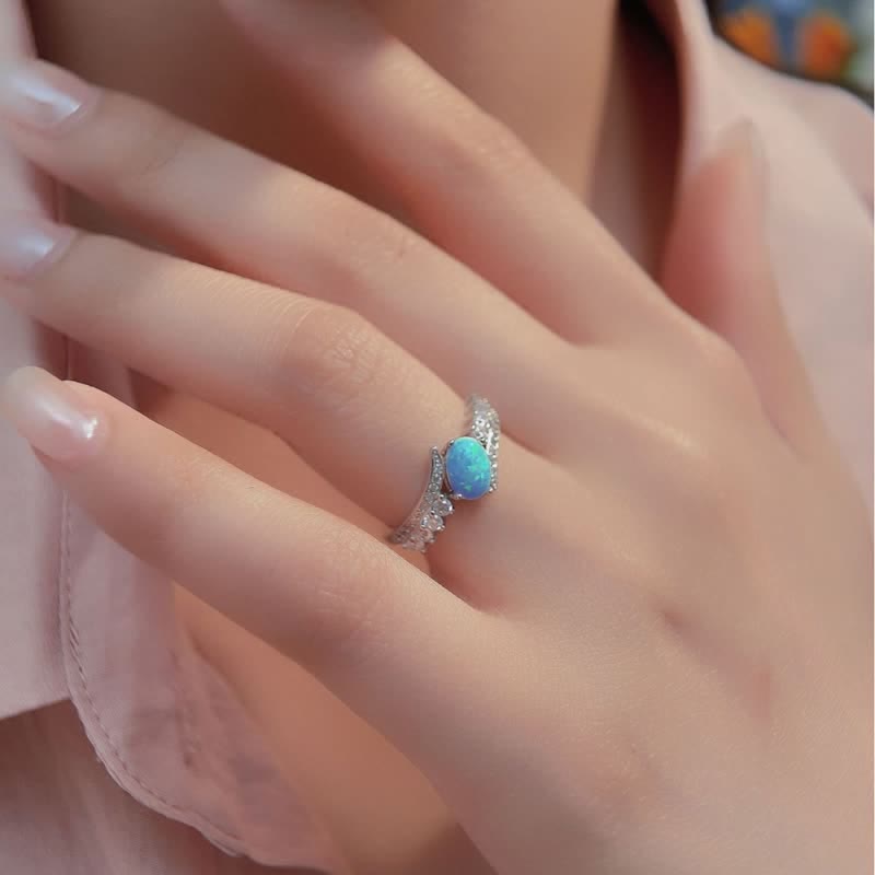 Olivenorma Natural Blue Opal Wrapped Wings Ring - image 1