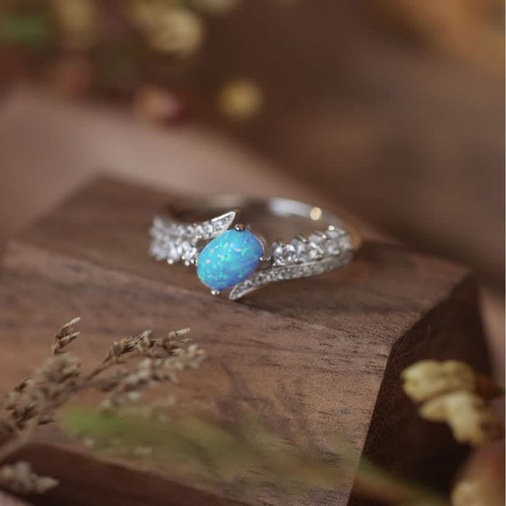 Olivenorma Natural Blue Opal Wrapped Wings Ring - US10 - image 0