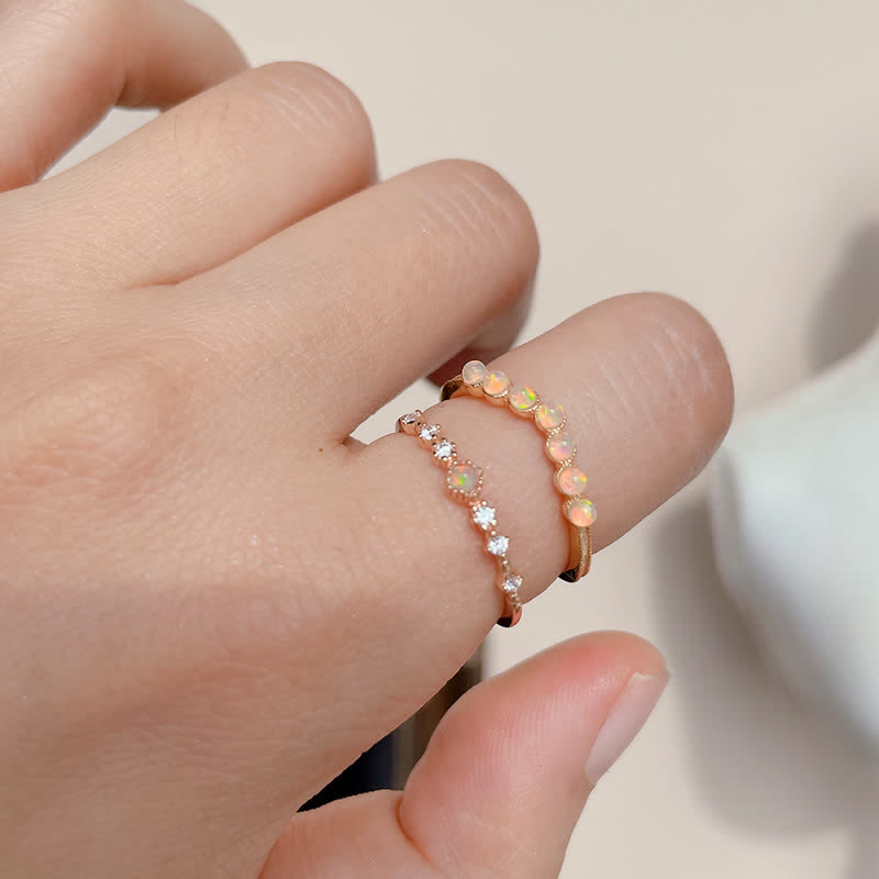 Olivenorma Natural Opal Wave Crown Double Layer Ring - image 11