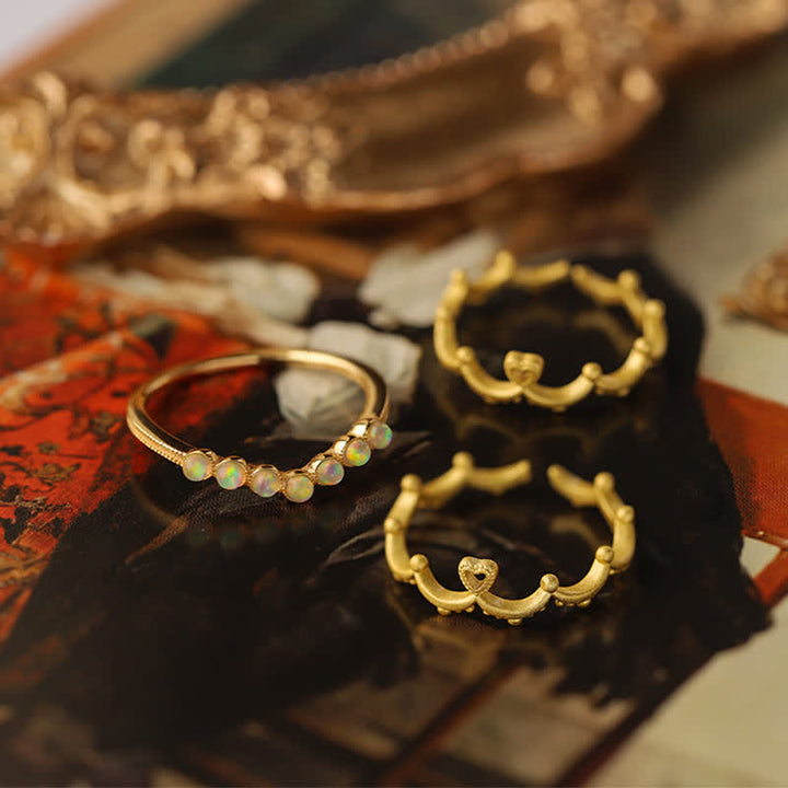 Olivenorma Natural Opal Wave Crown Double Layer Ring - image 14