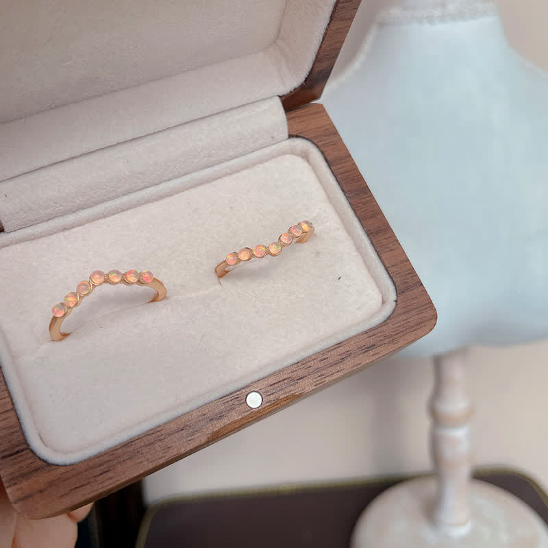 Olivenorma Natural Opal Wave Crown Double Layer Ring - image 16