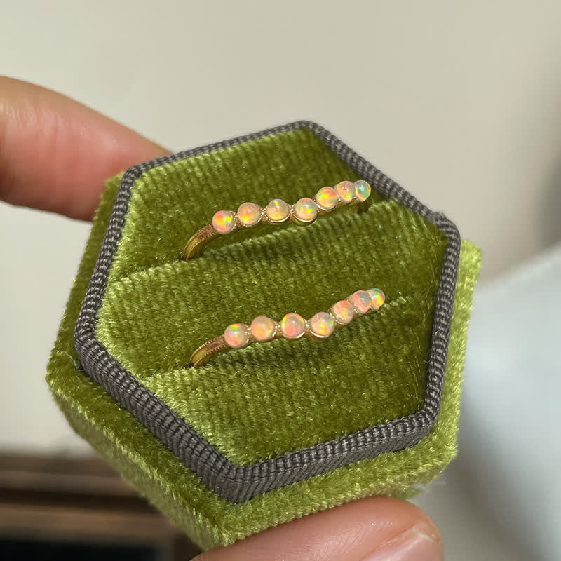 Olivenorma Natural Opal Wave Crown Double Layer Ring - image 22