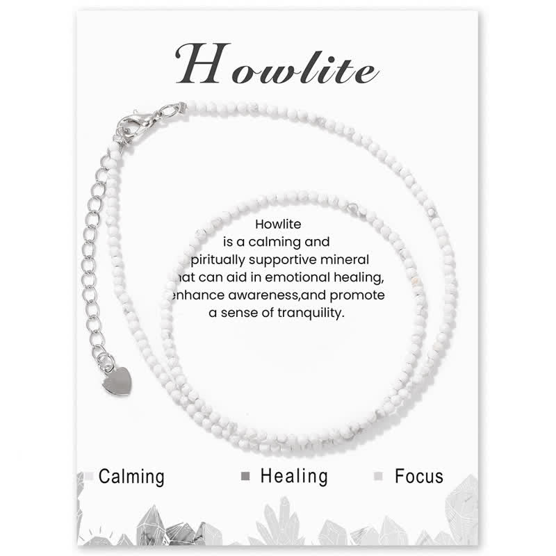 Olivenorma Card Stone Beads Fine Clavicle Necklace - Howlite - image 8