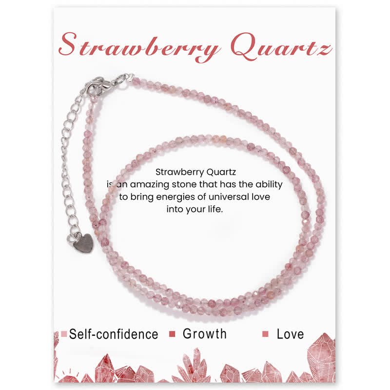 Olivenorma Card Stone Beads Fine Clavicle Necklace - Strawberry Quartz - image 0