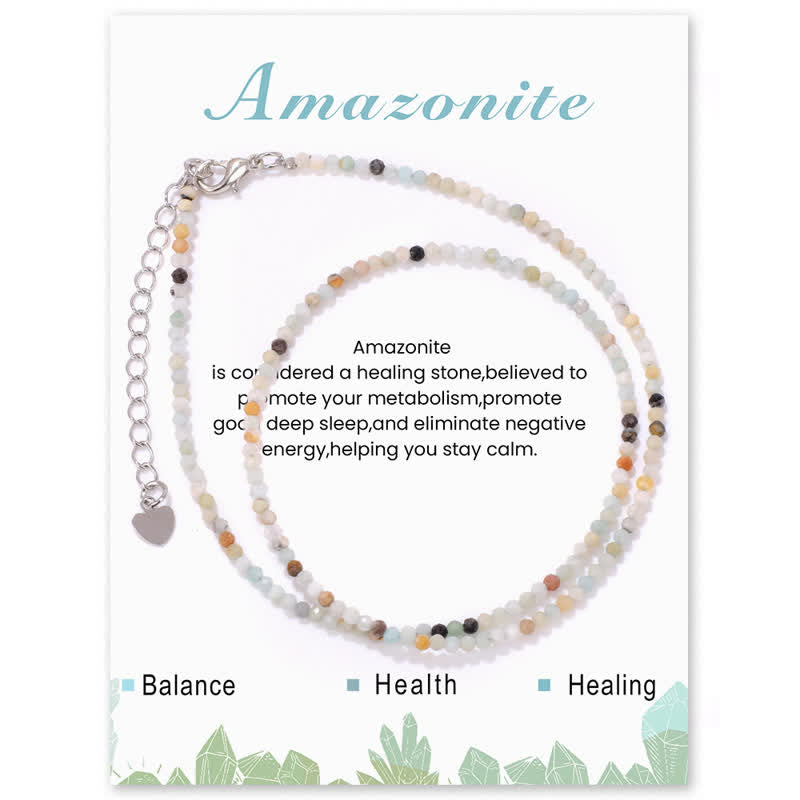 Olivenorma Card Stone Beads Fine Clavicle Necklace - Amazonite - image 12